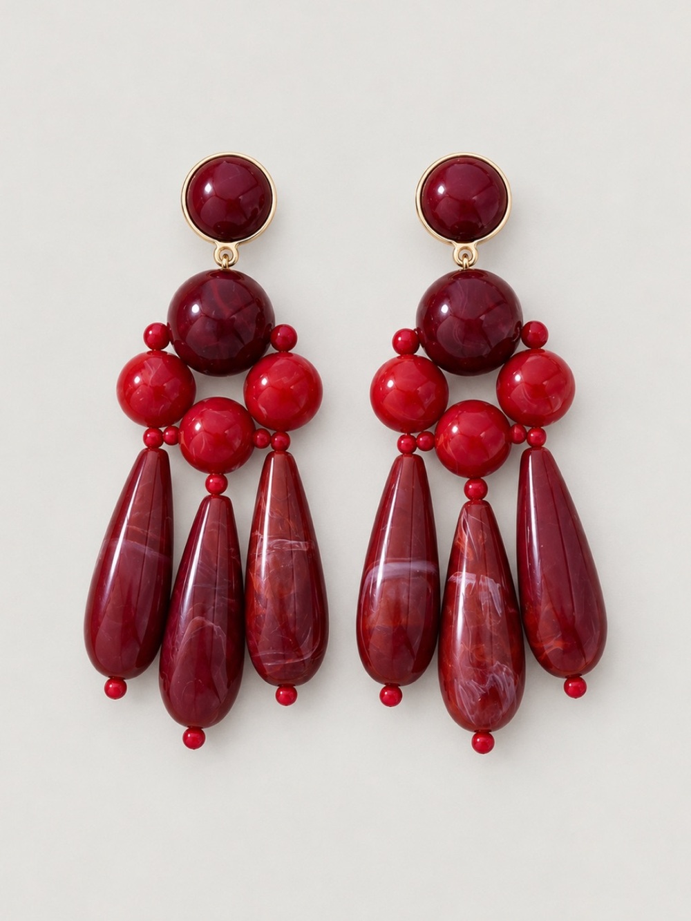 New! Cranberry Red Mixed Drop Earrings NWOT